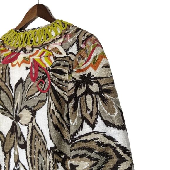 Chicos VTG Multicolored Tropical Floral Blazer Jacket Coastal Grandma M 8 Size 1 - Picture 5 of 11